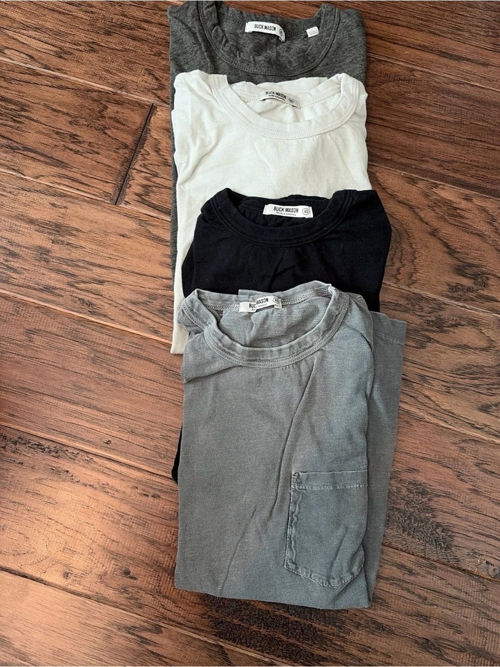 Buck Mason Short Sleeve Crewneck Tees - Black, White, Dark Gray, Light Gray